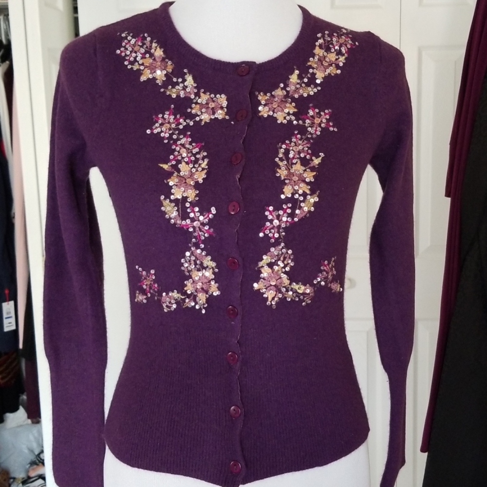 French Connection Wool Sequin Cropped Cardigan - image 1